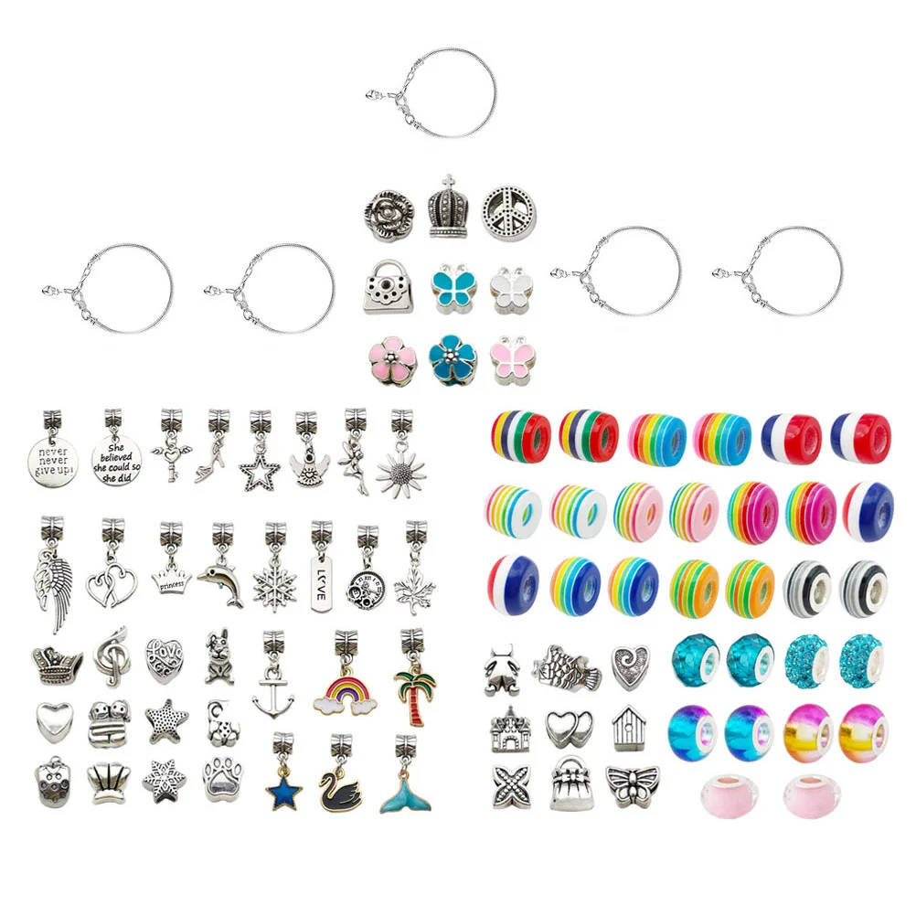 

1 Set Large Hole Beads Charms with Bracelet for Jewelry Bracelet Making DIY