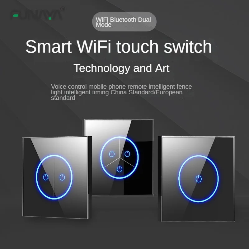 Умные переключатели Tuya с Wi-Fi, сенсорные белые переключатели для дома и офиса, 1, 2, 3 клавиши, управление через приложение