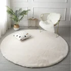 Мягкий круглый ковер из искусственного меха кролика, плюшевый ковер для спальни, белый плюшевый ворсистый ковер, детские игровые напольные коврики для гостиной, ковры