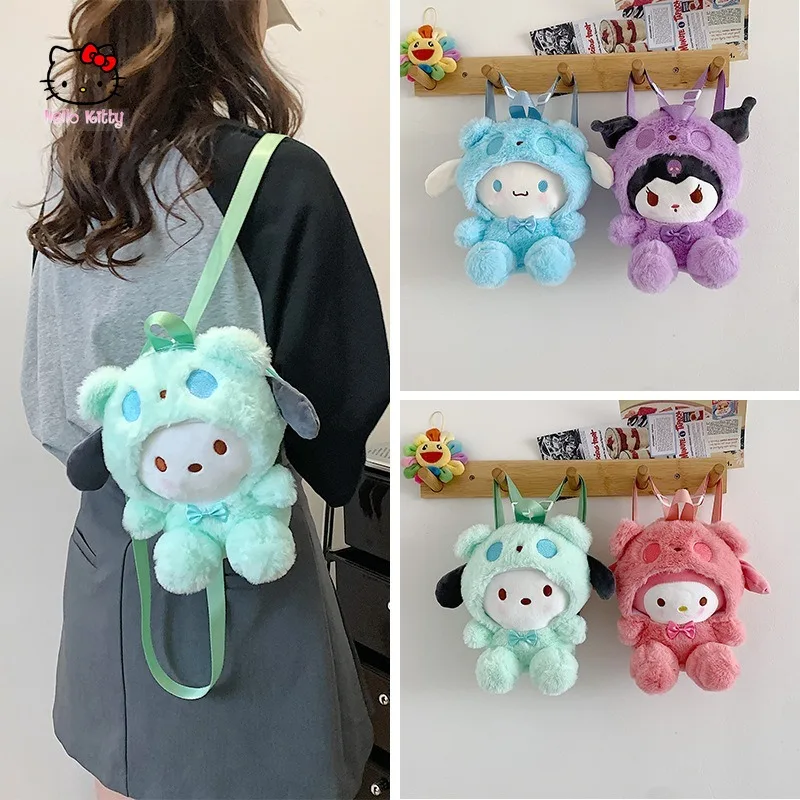 

Cartoon Sanrio Shoulder Bag Crossbody Kuromi Cinnamoroll My Melody Kawaii Girl Plush Backpack Cute Shoulder Bag Birthday Gift