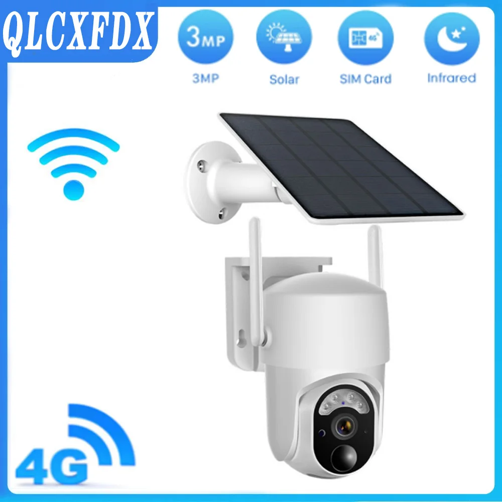 

4MP Solar WiFi Camera 4G Sim HD Night Vision Monitoring Battery Kamera Pir Human Body Detection CCTV Outdoor Waterproof ip cam