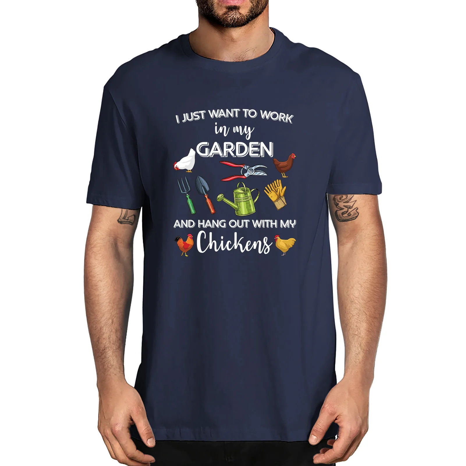 

Унисекс, я просто хочу поработать в своем саду и разговаривать с цыплятами, Забавный фермер, Мужская футболка из 100% хлопка, женская мягкая футболка