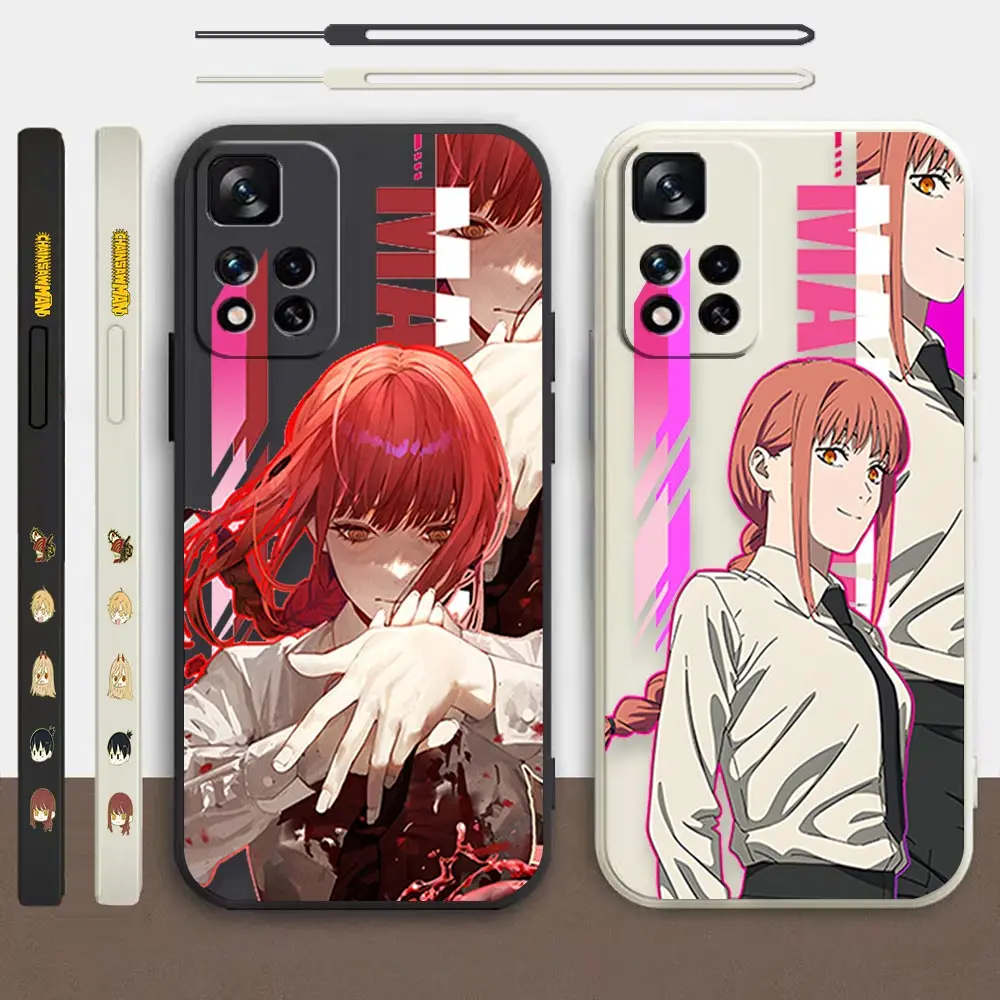 

Anime Chainsaw Man Makima Phone Case For Redmi Note 12 11 11T 11R 11E 10 9 8 7 5G Liquid Silicone Left Rope Cover Funda Cqoue