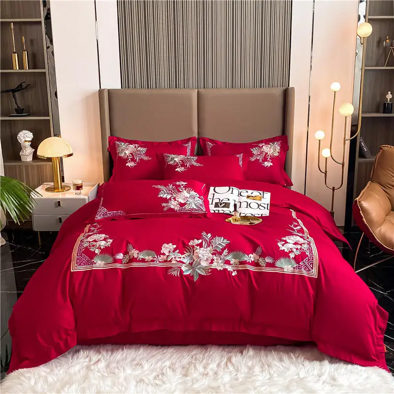 

Комплект постельного белья из серии «шлифовка», двуспальный комплект постельного белья в китайском роскошном стиле, простыня из хлопка, по...