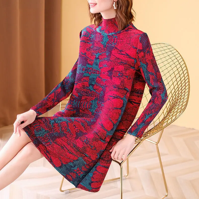 Женское плиссированное платье в стиле ретро свободное приталенное большого