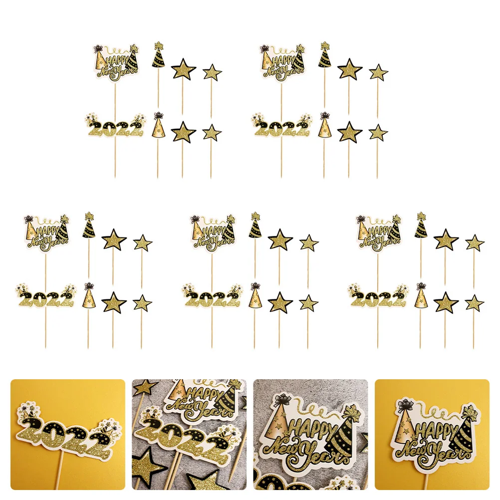 

40Pcs Creative Cake Picks New Year Cake Insert Cake Decorations