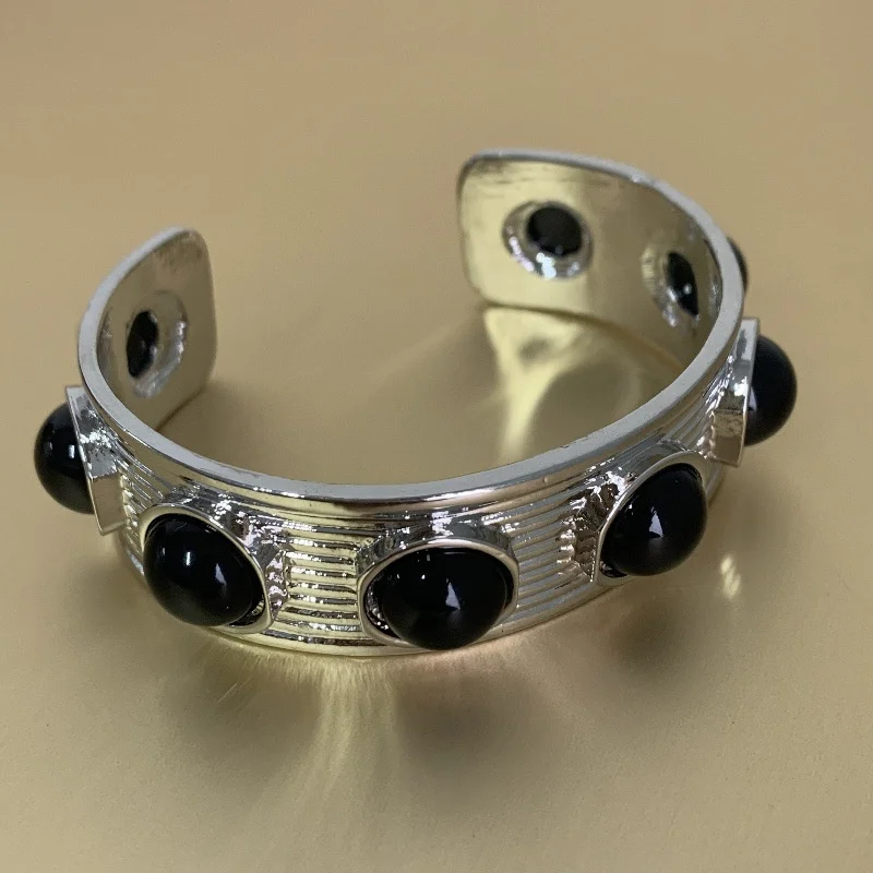 FFLACELL роскошный винтажный металлический широкий браслет с имитацией драгоценных