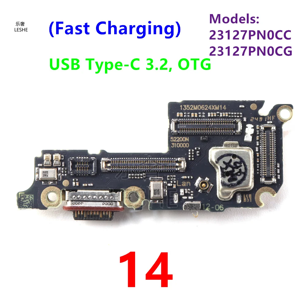 Фото Для Xiaomi 14 USB Type-C 3,2 порт зарядной платы док-разъем + основная плата гибкий кабель материнской платы 23127PN0CG №3