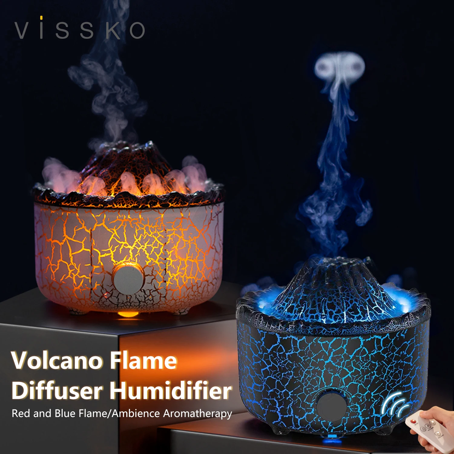 Ультразвуковой диффузор для ароматерапии Flame Volcano 560 мл с красочным светом и