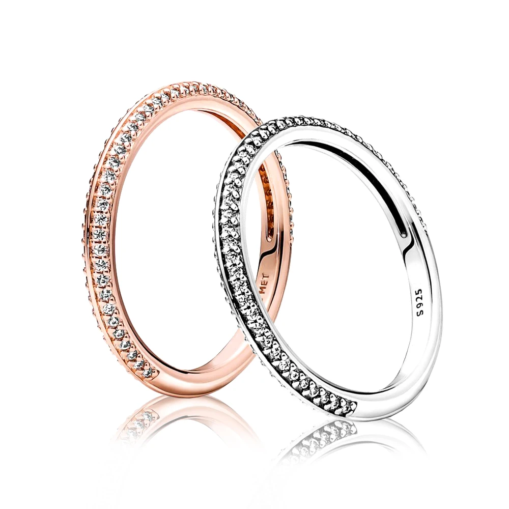 

925 Silver ME Pave Ring fit Pandora Original Bracelet Necklace Link Earring Making Jewelry for Women Gift