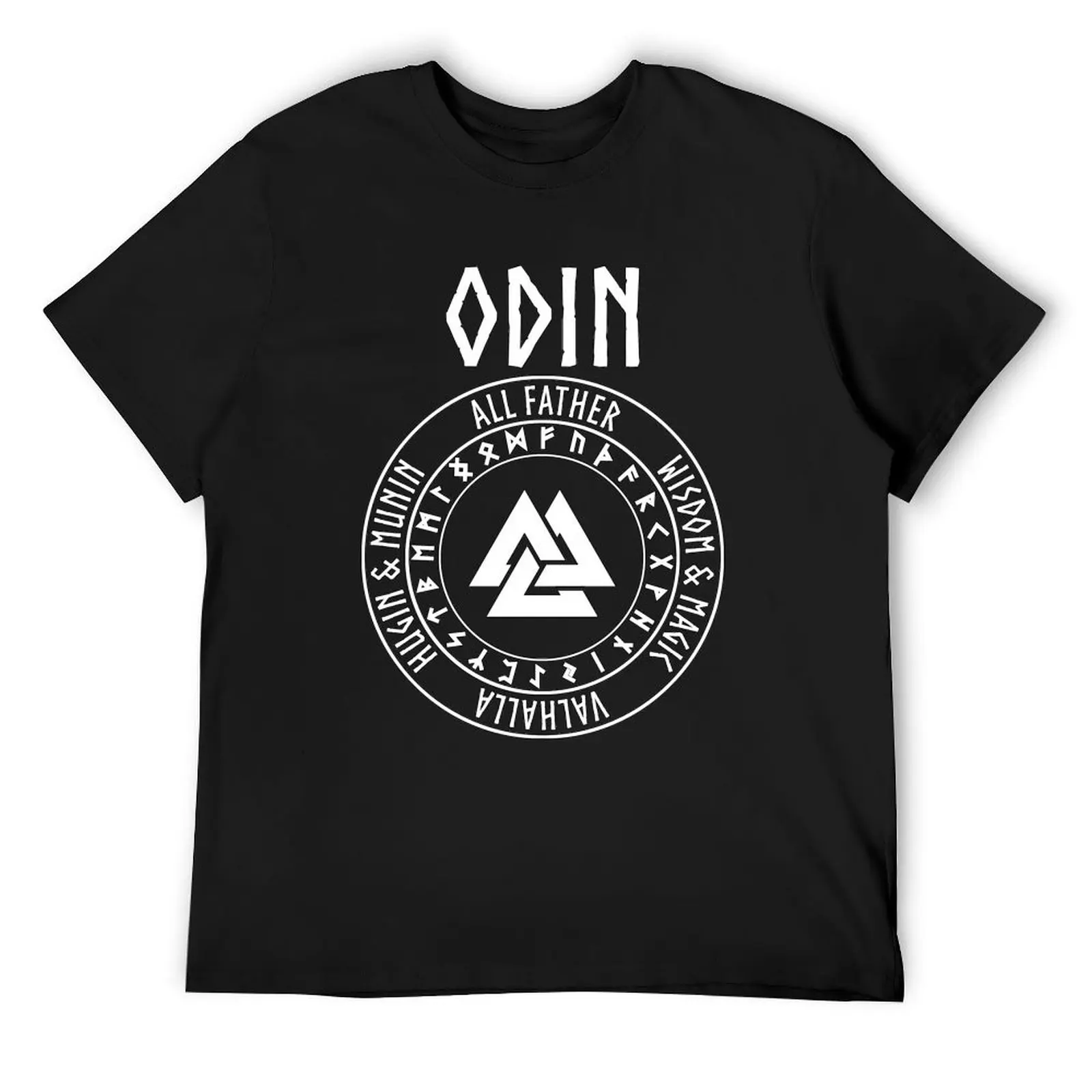 Футболка Odin Viking God Valknut with Runes черная хлопковая мужская