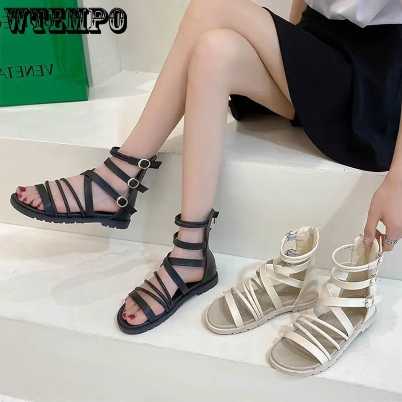 WTEMPO Women Open Toe Sandals Casual Flats Platform Buckle Huaraches Fashion Summer Sport Thick Beach Rome Shoes Dropshipping