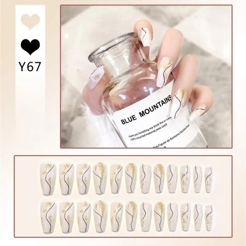 

1 Box Charming Pink Flame Short Detachable Finished Fingernails Ballet Wearable Fake Nails Press On Square Head Full Cover