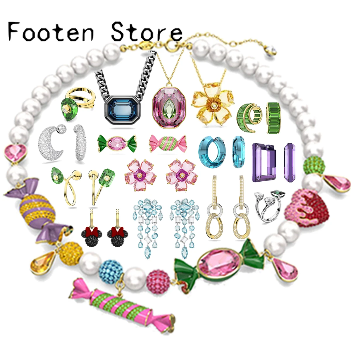 

2023 Original New High Quality Austrian Crystal Fine Jewelry Luxury Necklaces Earrings Bracelets Set Charm Women's Romantic Gift