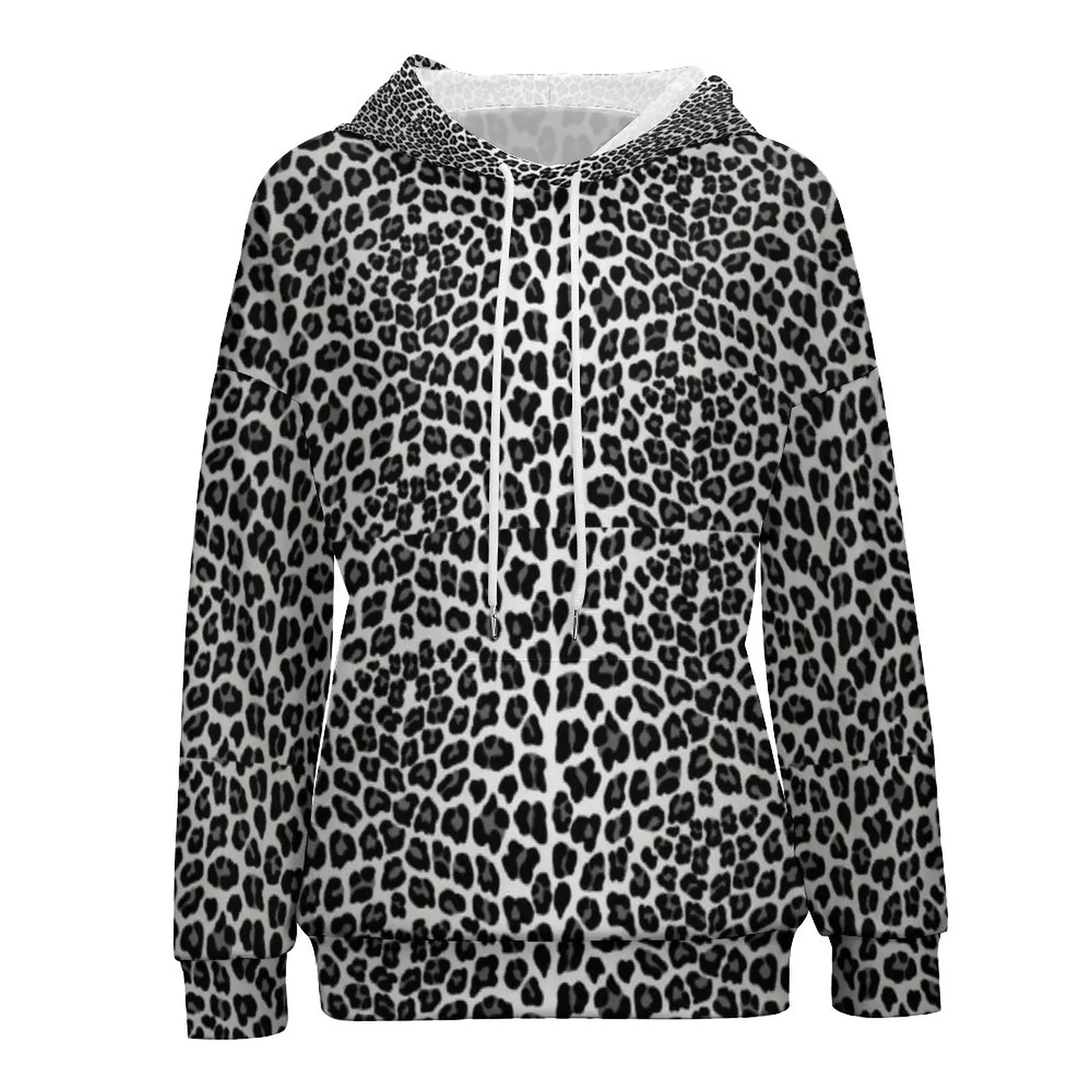 

Cheetah Print Hoodies Long-Sleeve Snow Leopard Cute Pullover Hoodie Womens Casual Oversize Sweatshirts Hot Autumn Graphic Top