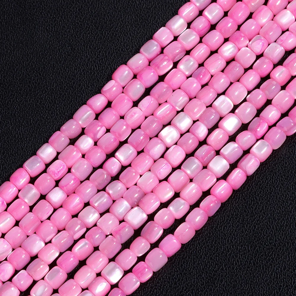 

3mm Hot Pink Natural Shell Cylindrical Beads Mother of Pearl Shell Beads For Jewelry Making DIY Bracelet Necklace Accessories