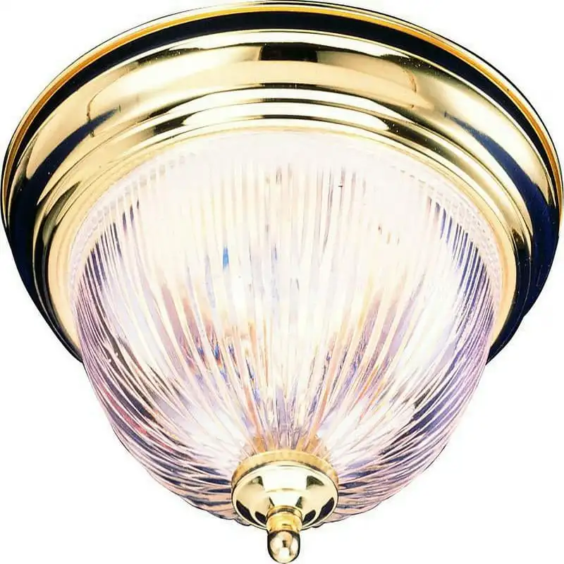 

Mount Ceiling Fixture with Ribbed Glass - Finish Polished Brass