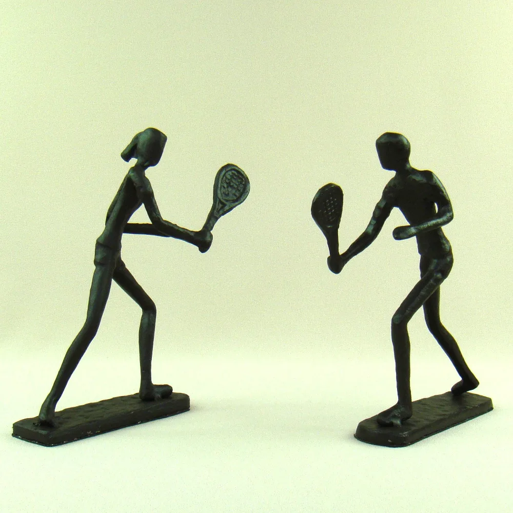 Abstrakcyjna figurka miłośników tenisa Ręcznie robiona odlewnica Żelazny gracz do badmintona Miniatury Ozdoba rzemieślnicza kolekcji