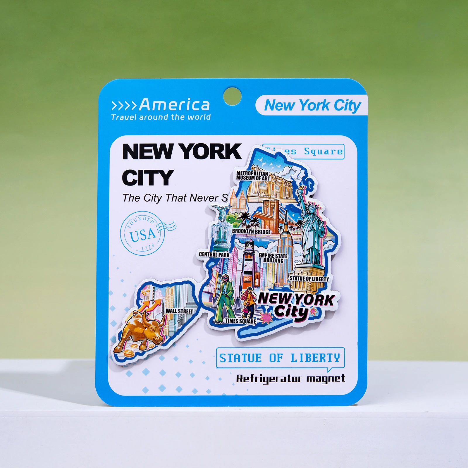 Фото NEWYORK наклейки на холодильник Wall Street Liberty Muse Metropolis Brooklyn Times квадратные сувениры для путешествий в США №1