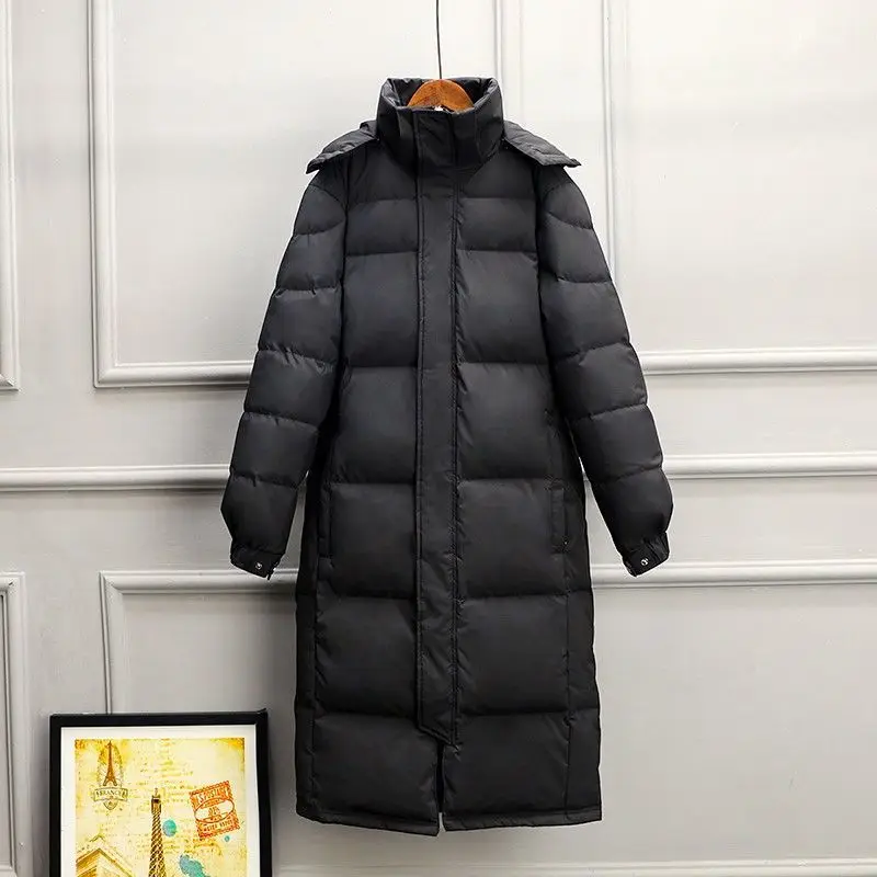 Duck Down Jacket Female 2022 New Winter Fashion Coat Women Down Warn Loose Long Sleeve Hooded Solid Jacket Outwear Tops Q130