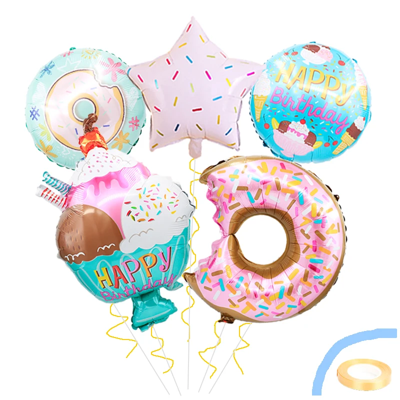

1set Navidad Donut Candy Foil Balloons Baby Shower 18inch Ice Helium Globos Birthday Party Decorations Kids Latex Balls