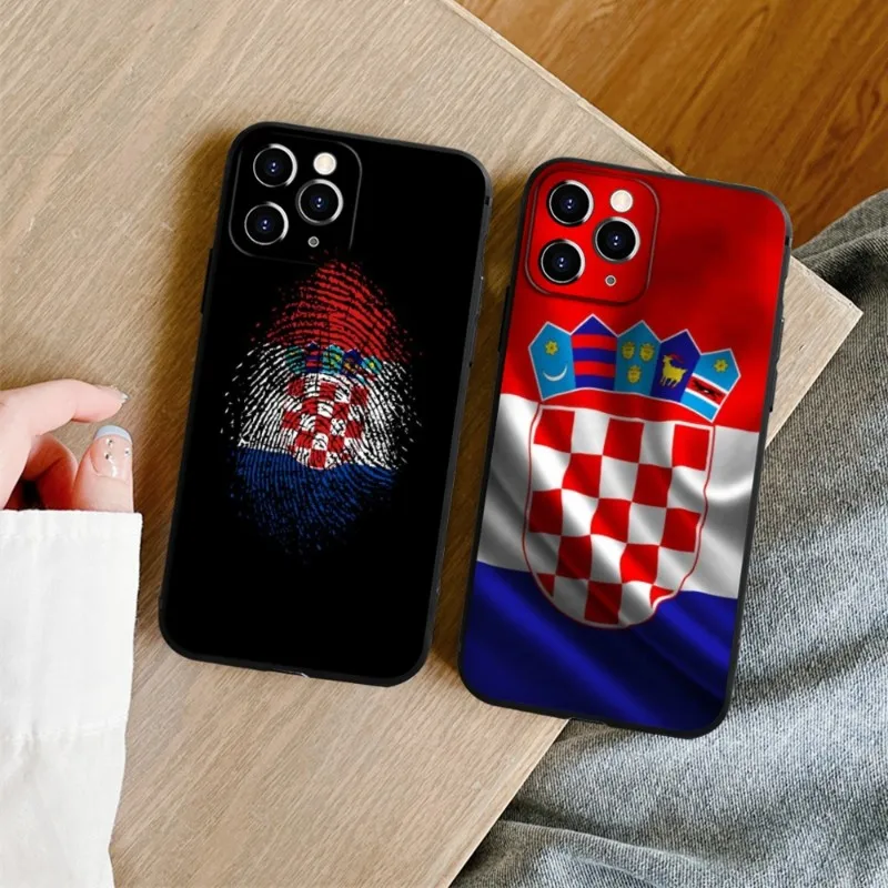 

Croatian flag Phone Case FOR IPhone 14 13 11 12 Pro 8 7 Plus X 13 Pro MAX XR XS MINI Black Covers