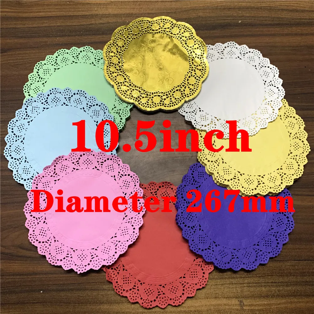 

20pcs 10.5inch 267mm Gold Red Pink Blue Napkin Pad Hollowed Lace Paper Mat Doily Craft DIY Scrapbooking Weding Decoration
