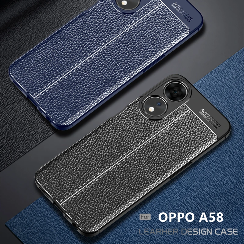 

For Cover OPPO A58 Case For OPPO A 58 A58 Capas Armor Phone Back Soft Shockproof Bumper TPU Leather For Fundas OPPO A58 Cover