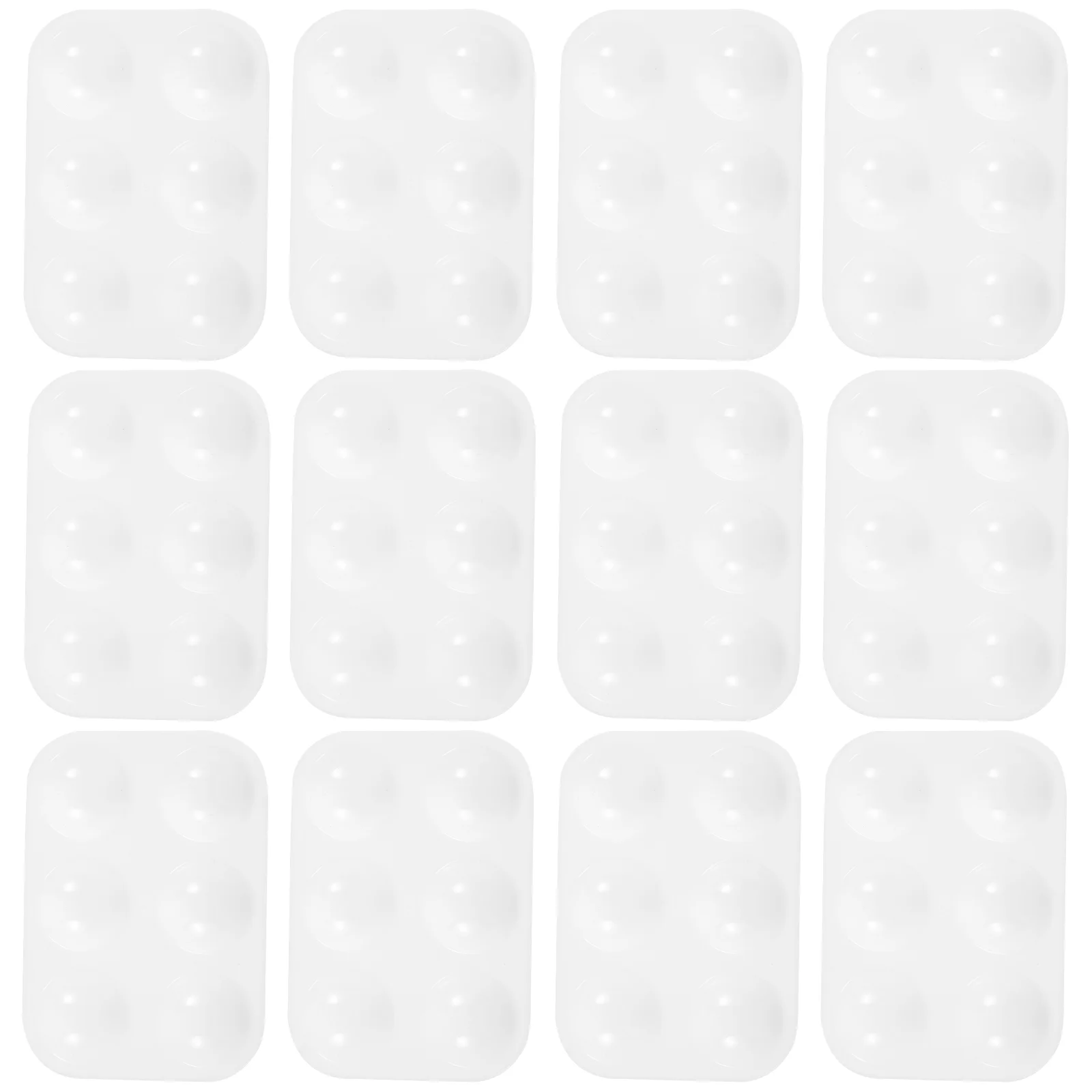 

12pcs Creative Plastic Square Six Hole Watercolor Water Mixing Trays (White)