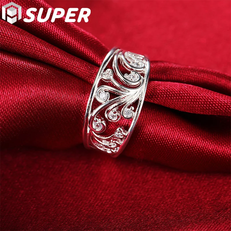 

925 Sterling Silver AAAAA Zircon Pattern Ring For Woman Fashion Wedding Engagement Party Gift Charm Jewelry