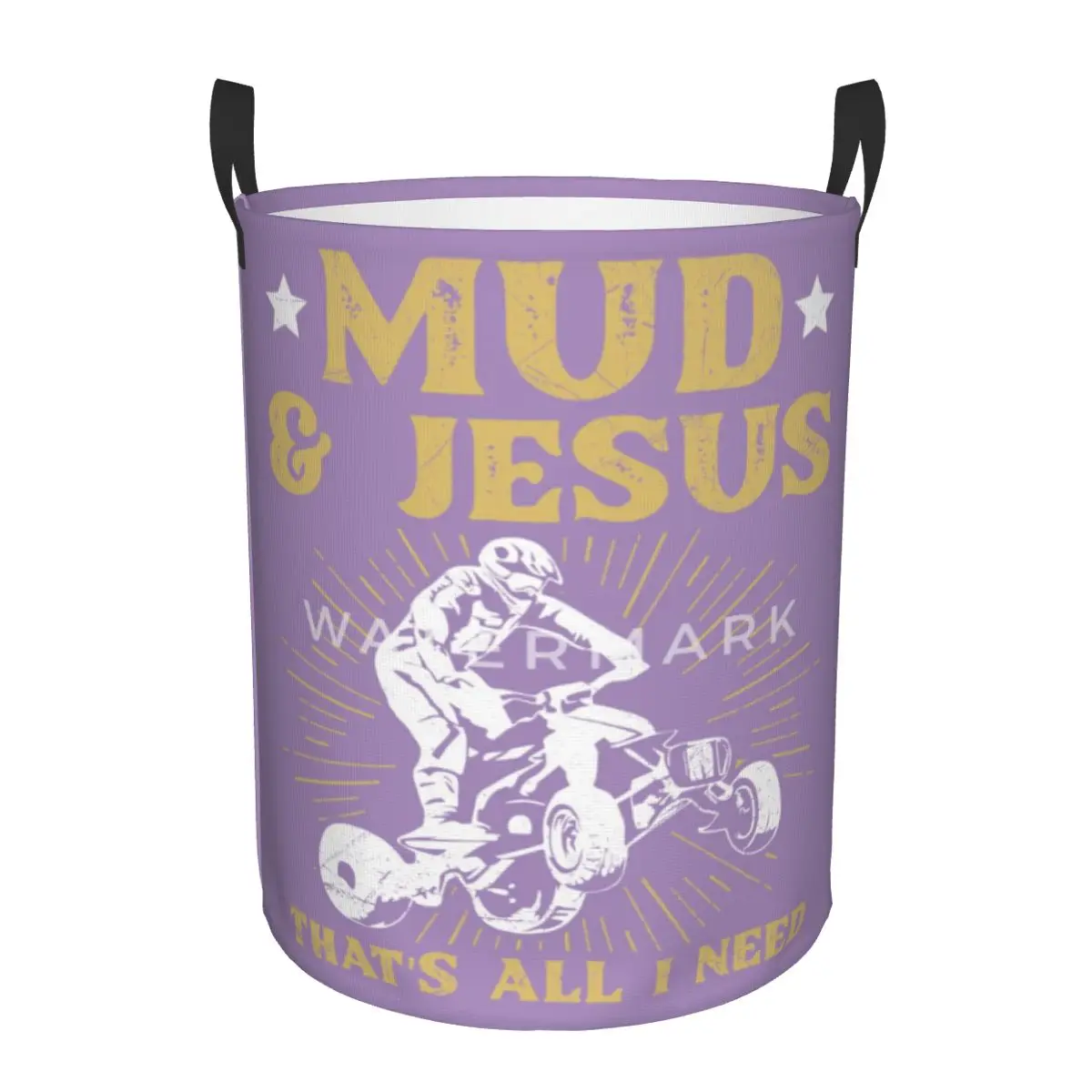 

Mud & Jesus - That's All I Need Design For A ATV Circular hamper,Storage Basket With Two handlesGreat for kitchens toys