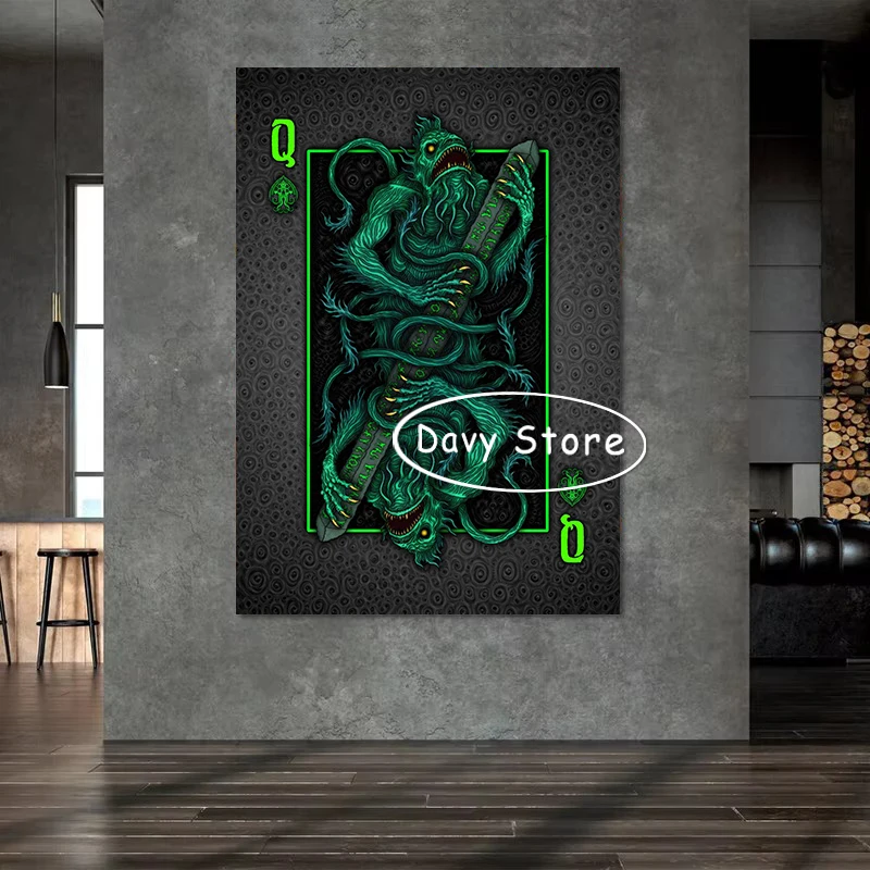 Lovecraftian игральные карты Nyarlathotep Cthulhu монстр Фотофон мифология Настенная картина