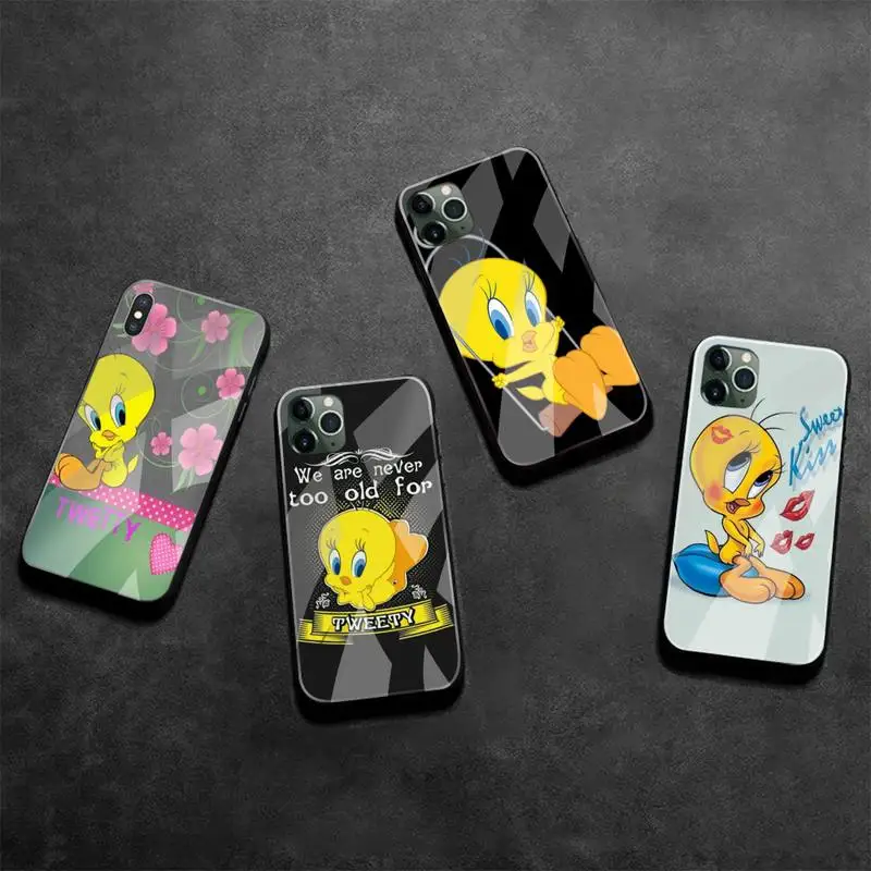

Cartoon Tweety Bird Piolin Phone Case Tempered Glass For iPhone 13 12 Mini 11 Pro XR XS MAX 8 X 7 Plus SE 2020 cover