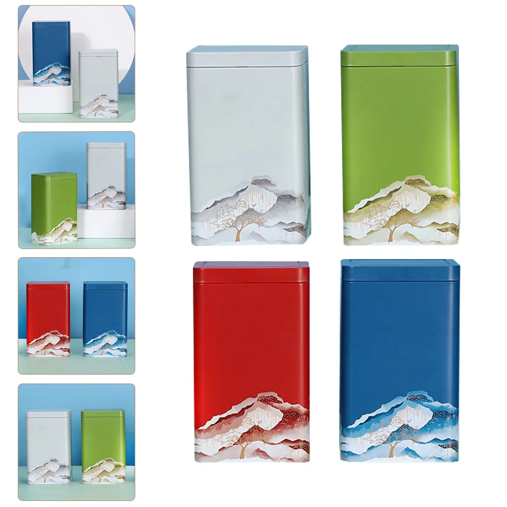 

4 Pcs Tea Storage Accessory Canister Mini Containers Black Multi-function Tinplate Household Decorative Chinese Christmas jar