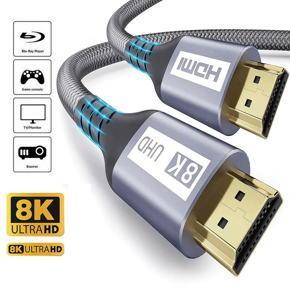 Кабель HDMI 2 1 Премиум 8K @ 60 Гц HDR 48 Гбит/с Ultra HD высокоскоростной шнур для ТВ