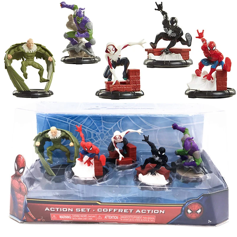 5 шт./компл. Фигурка Человека-паука Venom Green Goblin Spider-Gwen Vulture Spider-man Коллекционная