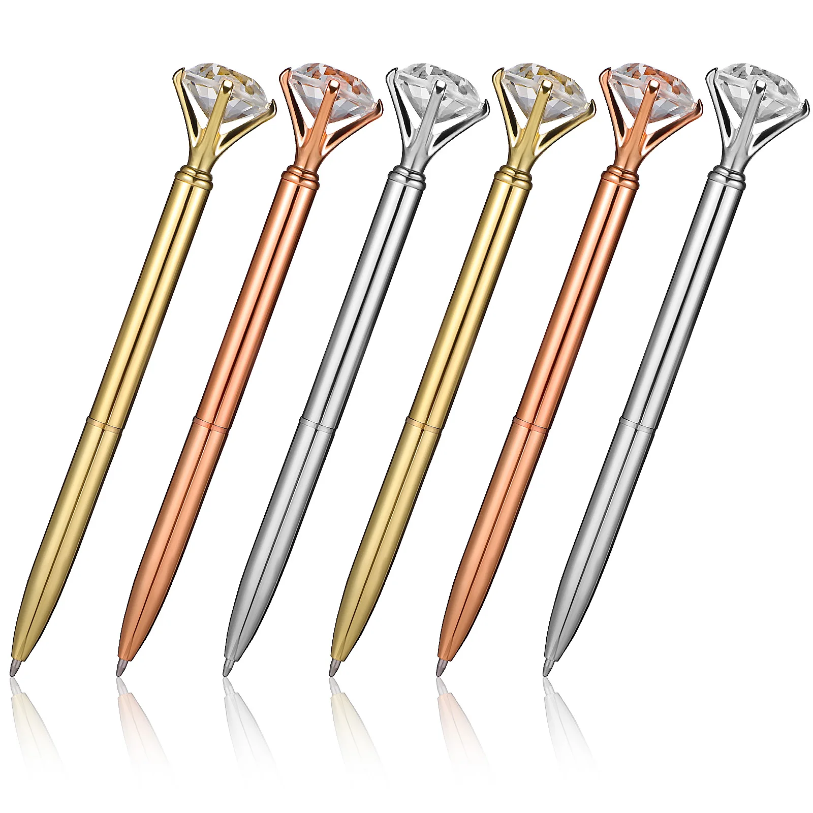 

6 Pcs Metal Pen Ballpoint Pens Office Desk Decor Writing Tool Diamond Shape Shaped