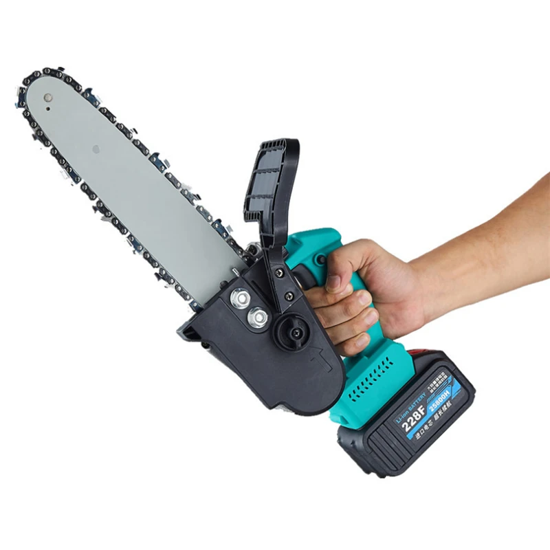 

10 inch Cordless Electric Chain Saw Woodworking Portable Mini Pruning Shears with 188VF Rechargeable Lithium Battery Garden Tool