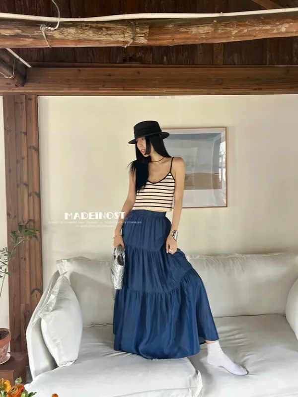 Эластичная женская одежда в стиле ретро 1960-х годов универсальный полосатый