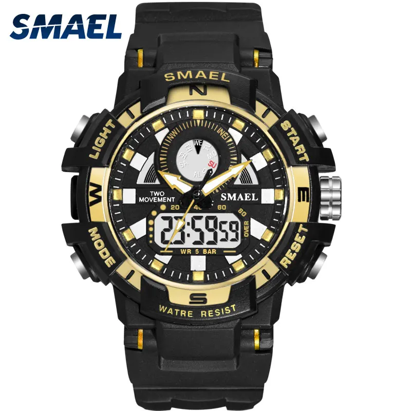 

Детские часы SMAEL, спортивные часы для мальчиков, будильник, водонепроницаемый секундомер, браслет reloj 1557B, цифровые часы для детей