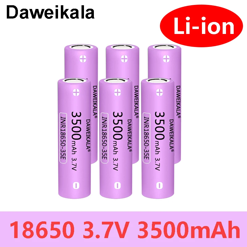 

Daweikala 35E 18650 3.7V 3500mAh High Power Chargeable Lithium Battery, High Power Discharge 30A High Current for Self Made DIY