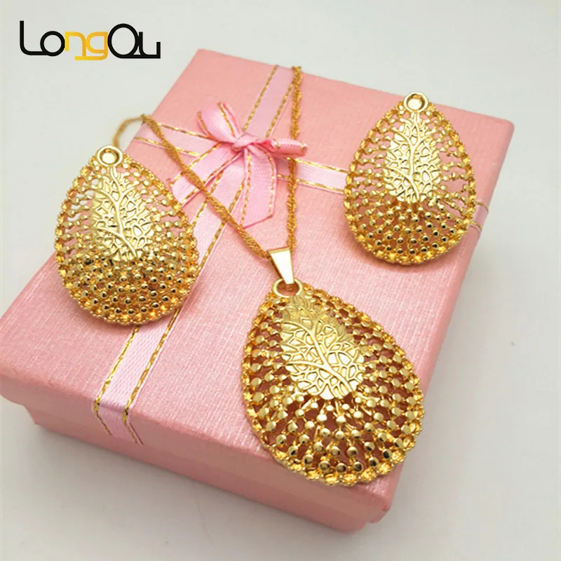 

NEW Jewelry set Women Big Necklace Earrings Pendant Romantic Geometric Jewelry For Wedding Party Accessories