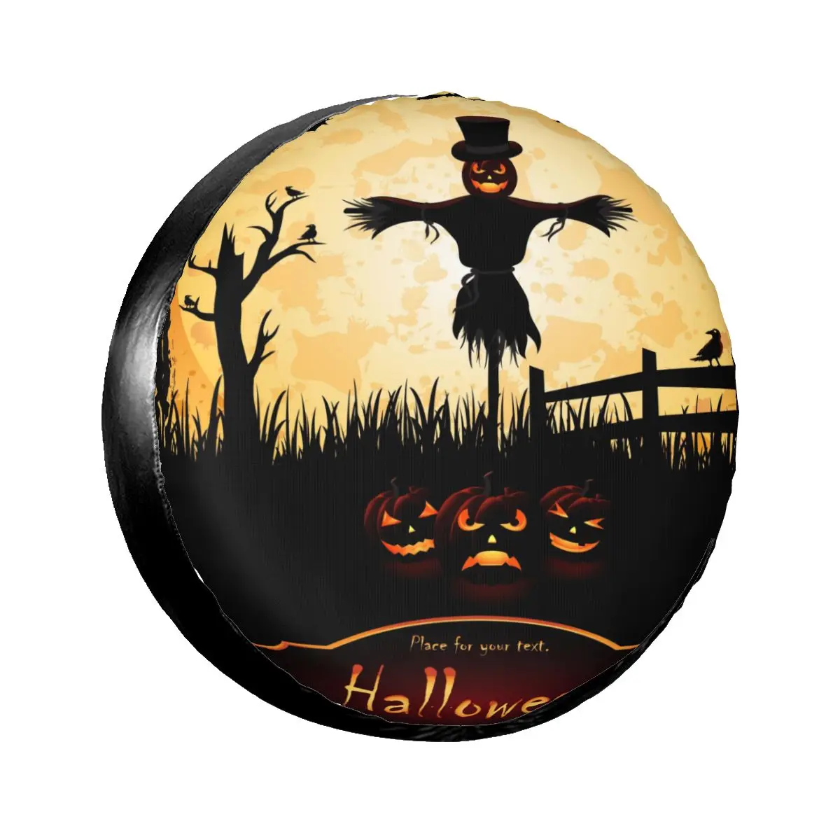 

1PC Car Spare Tire Cover Full Moon Tombstones Scarecrow Polyester Auto Wheel Tire Storage Bag Vehicle Tyre Dust-proof Protector