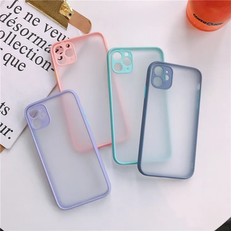 

Luxury Border Frosted Phone Case For iPhone 13 12 11 Pro Max Mini XR Xs 7 8 PLUS SE Lens Protection Matte Clear Back Cover