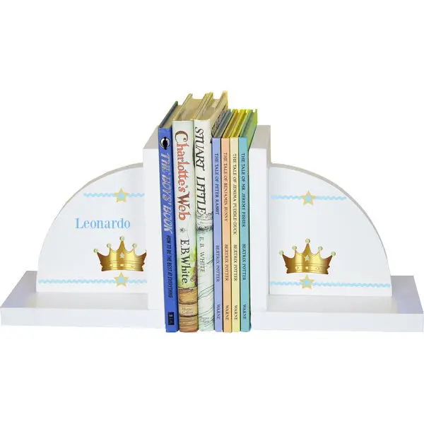 

Personalized Prince Crown Blue Childrens Bookends