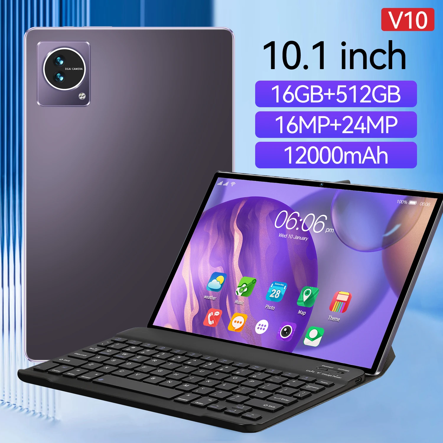 Global Original Pad V10 Планшет 10 дюймов HD 4K Android 12 Snapdragon870 16 ГБ + 1024 12000 мАч 5G Dual SIM Bluetooth WiFi GPS Ipad