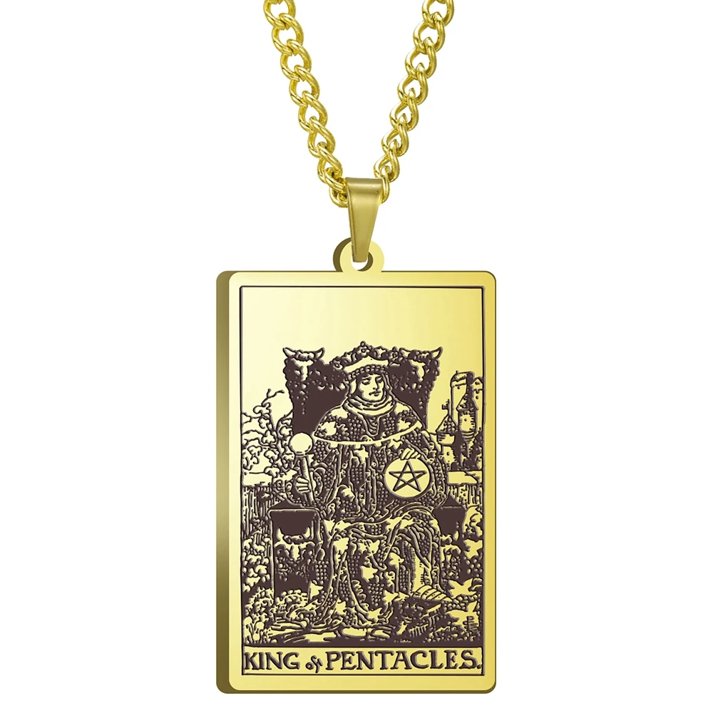 

Ожерелье с подвеской Tarot King из пентакула, 3 цвета, цвет s, черный, цвет соответствует стальным размерам 24x40 мм, с цепочкой длиной 60 см