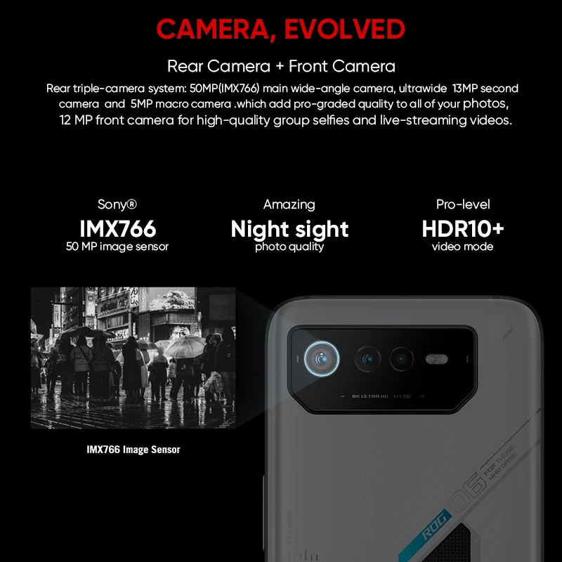 Tanie ASUS Telefon ROG 6 Globalny ROM Wielojęzyczny Snapdragon 8 + Gen 1 6000mAh Bateria 165Hz AMOLED Rog 6 5G Telefon Do Gier Wersja HK