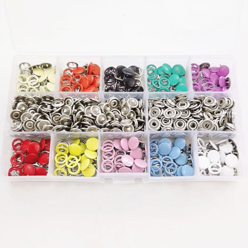 10 Color 100/200 Set Metal Sewing Buttons With Plier Tool Hollow/Solid Prong Press Studs Snap Fasteners for Clothes Bags |
