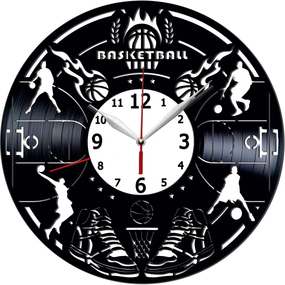 

Настенные часы для баскетбола, черный бесшумный аксессуар, 12 дюймов, на батарейках, украшение для дома, подарок для баскетбола